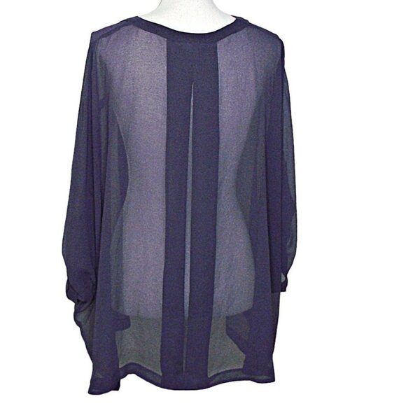Lane Bryant Womens Purple Sheer Dolman Sleeve Pullover SS Tunic Top Size 26/28 - Picture 2 of 9